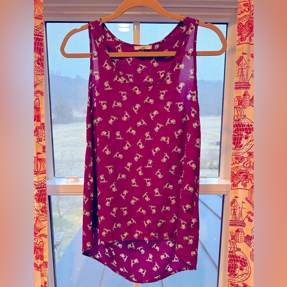 Pleione Vespa Scooter Tank Top Blouse
